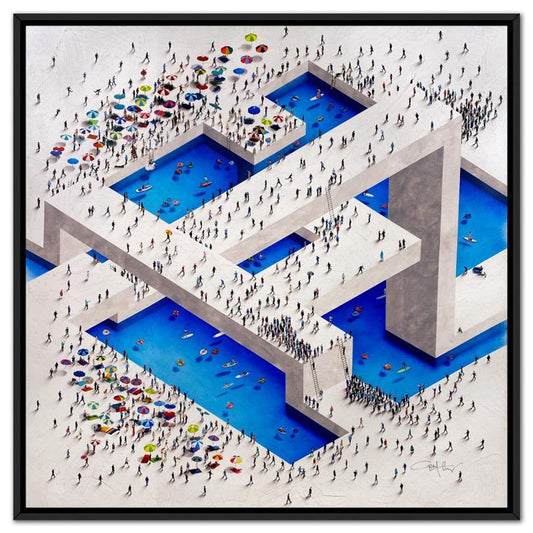 Craig Alan, "Populus: 'Swim Complex'" Framed, Hand Signed Limited Edition Canvas with Letter of Authenticity.