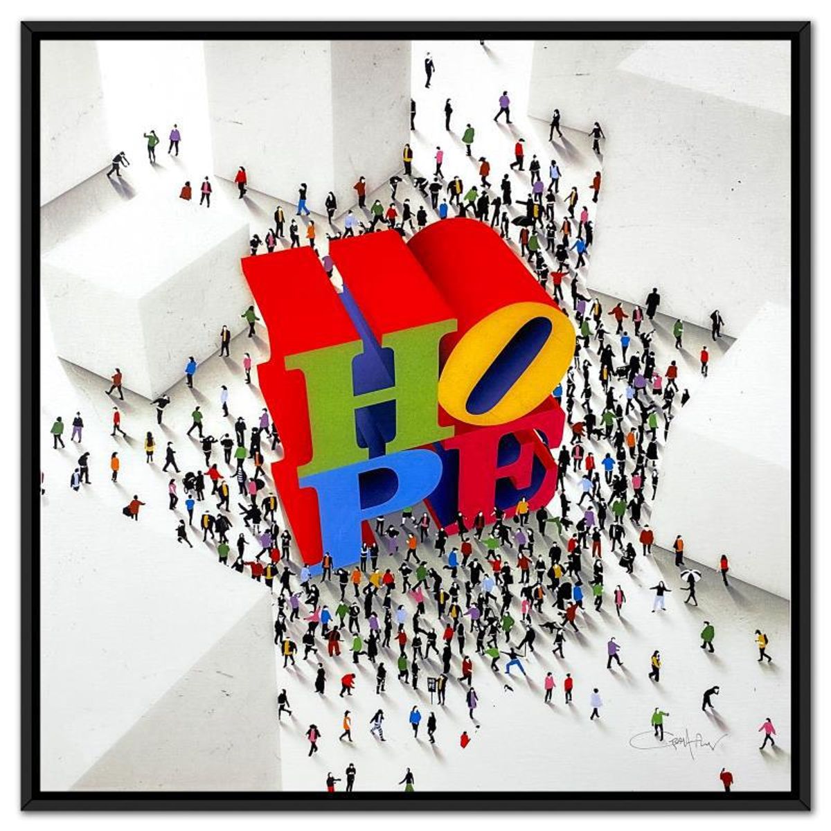 Craig Alan, "Populus: Hope Around The Corner" Framed, Hand Signed Limited Edition Canvas with Letter of Authenticity.