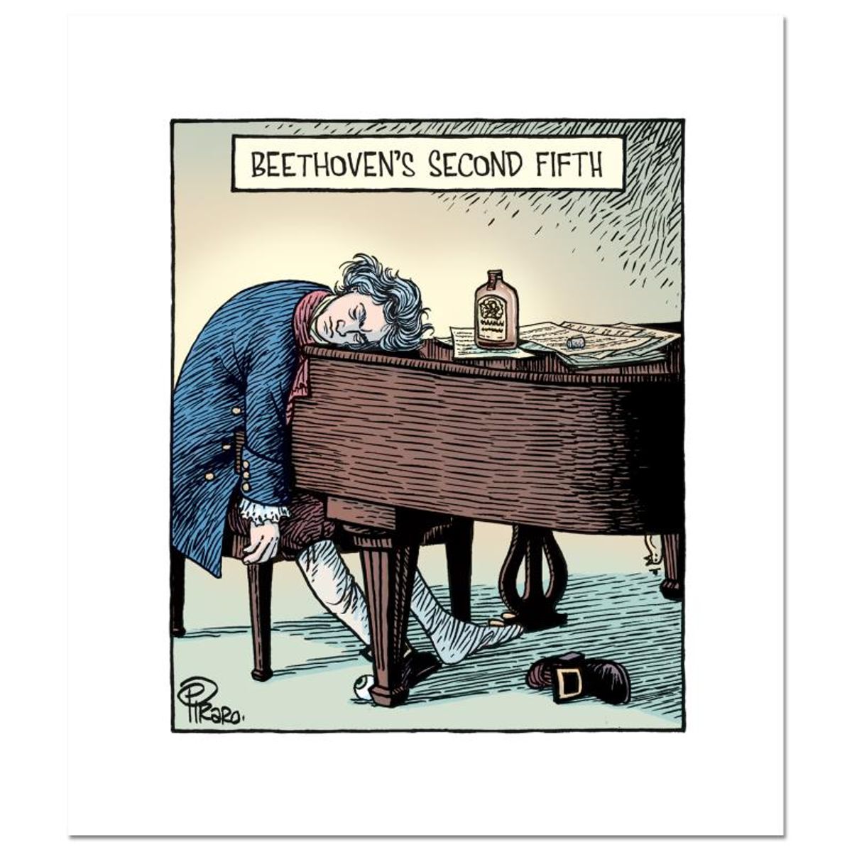 Bizarro, "Beethoven Fifth" Numbered Limited Edition Hand Signed by Creator Dan Piraro; Letter of Authenticity.