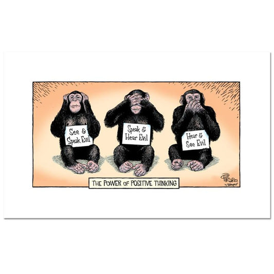Bizarro, "Optimistic Chimps" Numbered Limited Edition Hand Signed by Creator Dan Piraro; Letter of Authenticity.