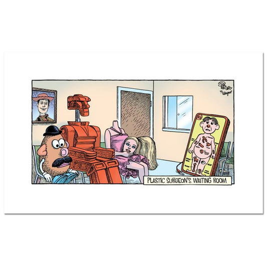 Bizarro, "Plastic Surgeon" Numbered Limited Edition Hand Signed by Creator Dan Piraro; Letter of Authenticity.