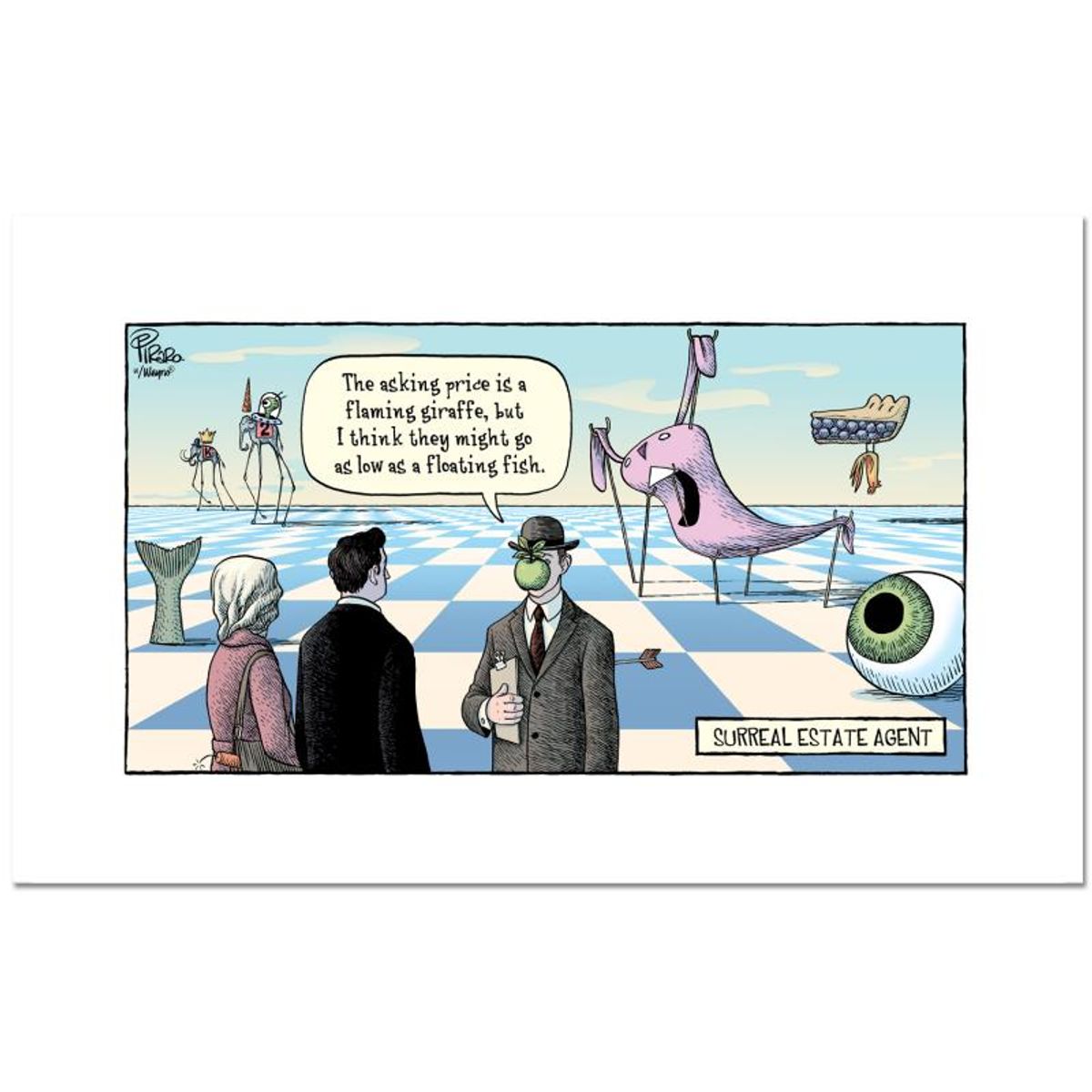 Bizarro, "Surreal Estate" Numbered Limited Edition Hand Signed by Creator Dan Piraro; Letter of Authenticity.