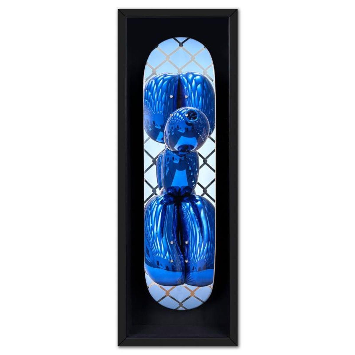 Jeff Koons, "Blue Balloon Dog" Framed Limited Edition Skateboard, Plate Signed with Letter of Authenticity.