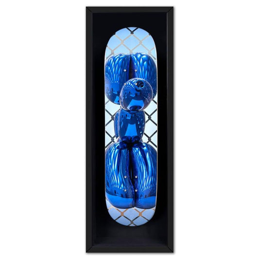 Jeff Koons, "Blue Balloon Dog" Framed Limited Edition Skateboard, Plate Signed with Letter of Authenticity.