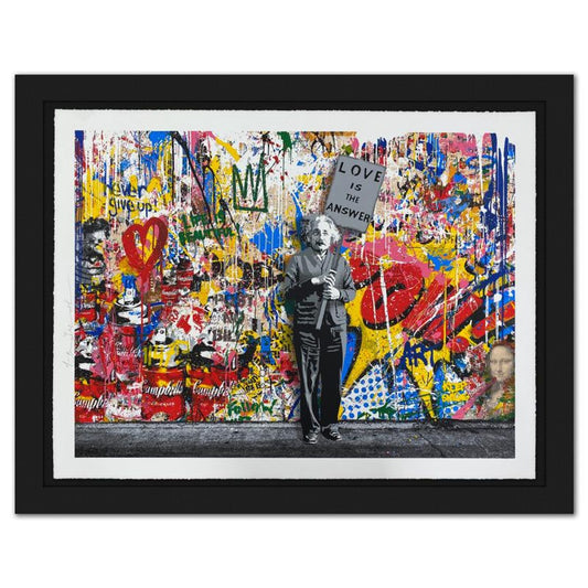 Mr. Brainwash, "M=bw² - Collage" Framed Limited Edition Silkscreen, Hand Signed with Certificate of Authenticity.