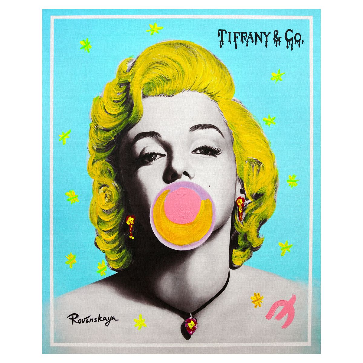 Nastya Rovenskaya- Mixed Media on Canvas "Bubble Gum"