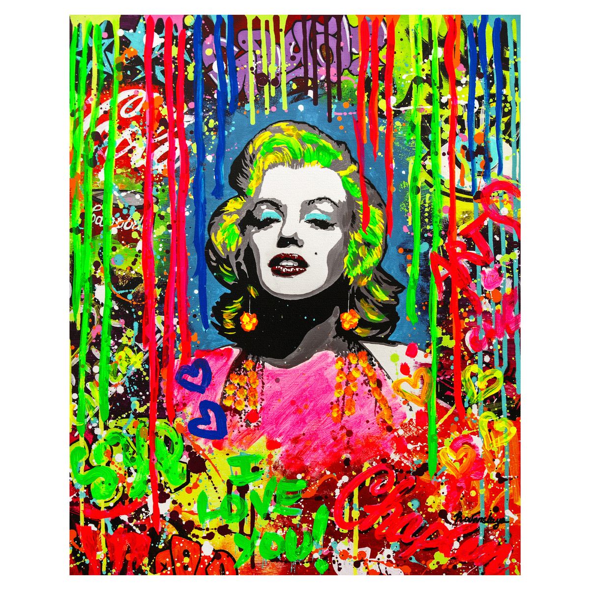 Nastya Rovenskaya- Mixed Media on Canvas "Blonde Bombshell"