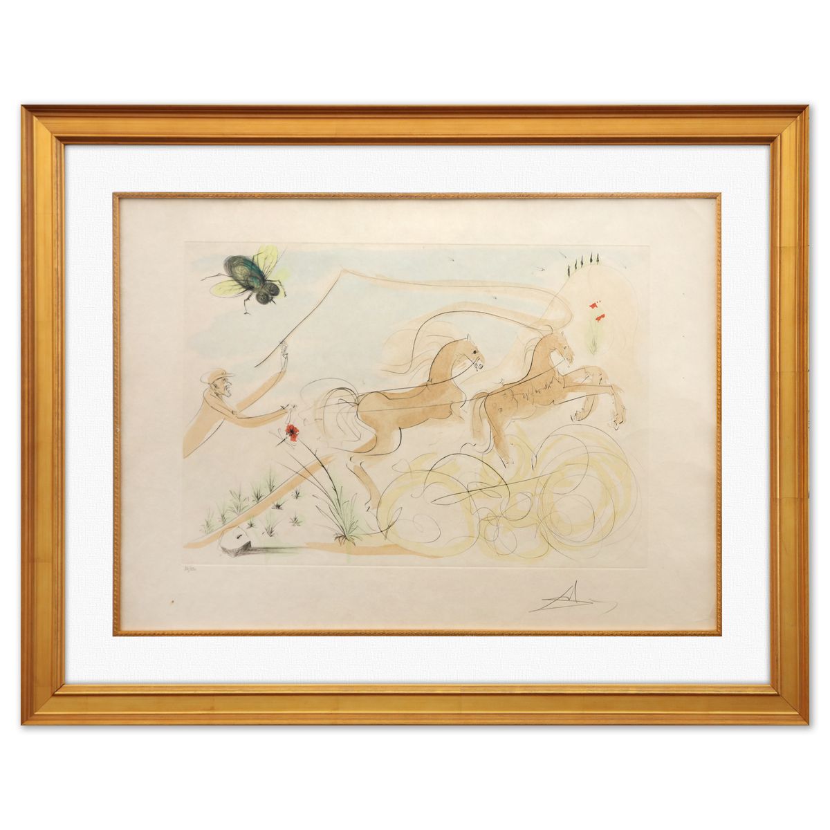 Salvador Dali- Original Lithograph "The Coach and the Fly"
