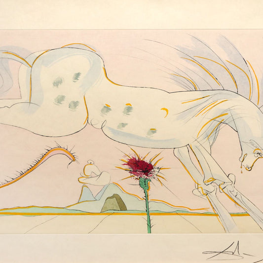 Salvador Dali- Original Lithograph "The Horse and the Wolf"