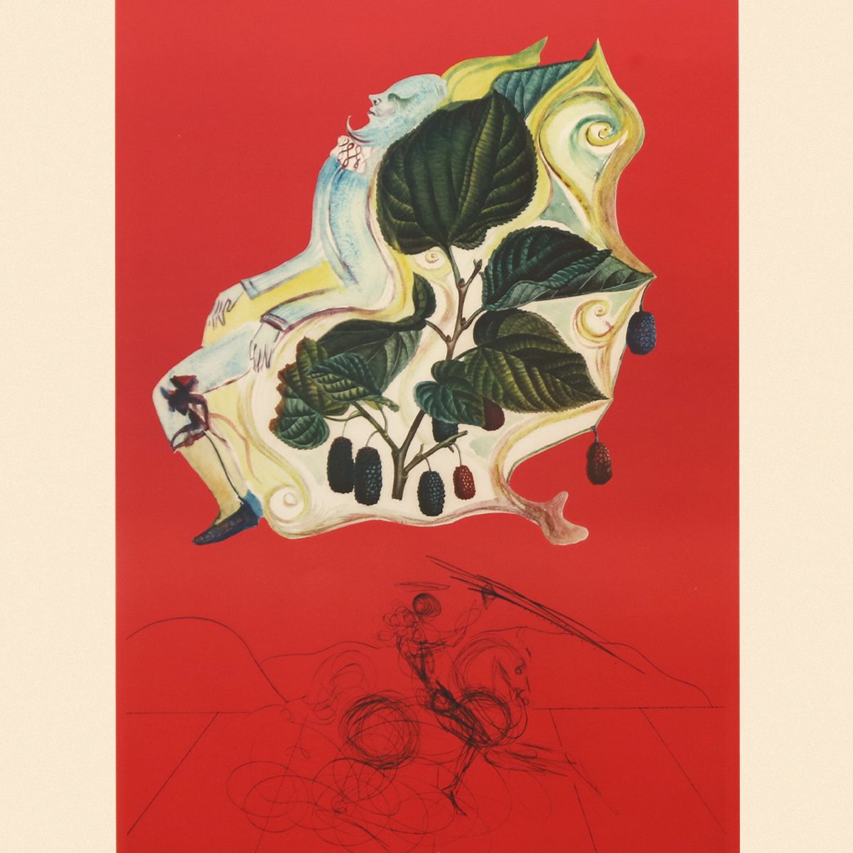 Salvador Dali- Original Lithograph "Mures Sauvages (Blackberries)"