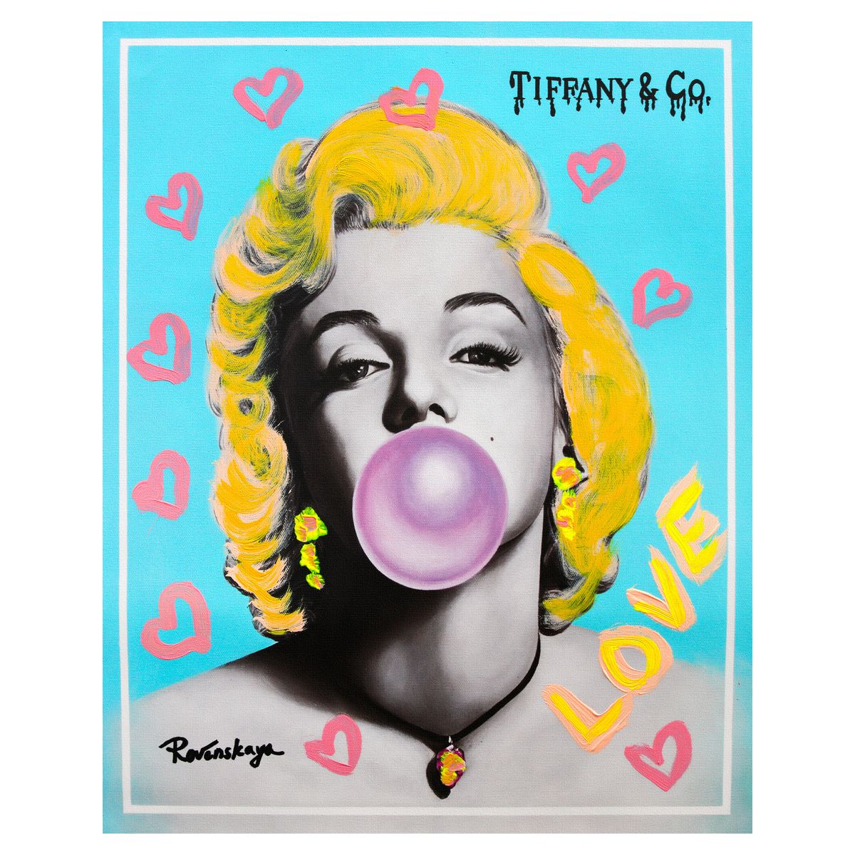 Nastya Rovenskaya- Mixed Media on Canvas "Bubble Gum"