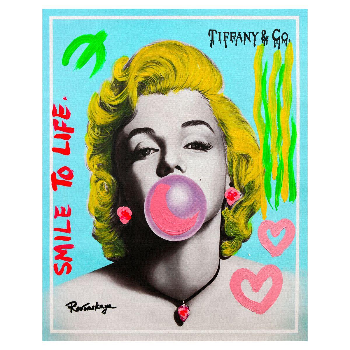 Nastya Rovenskaya- Mixed Media on Canvas "Bubble Gum"