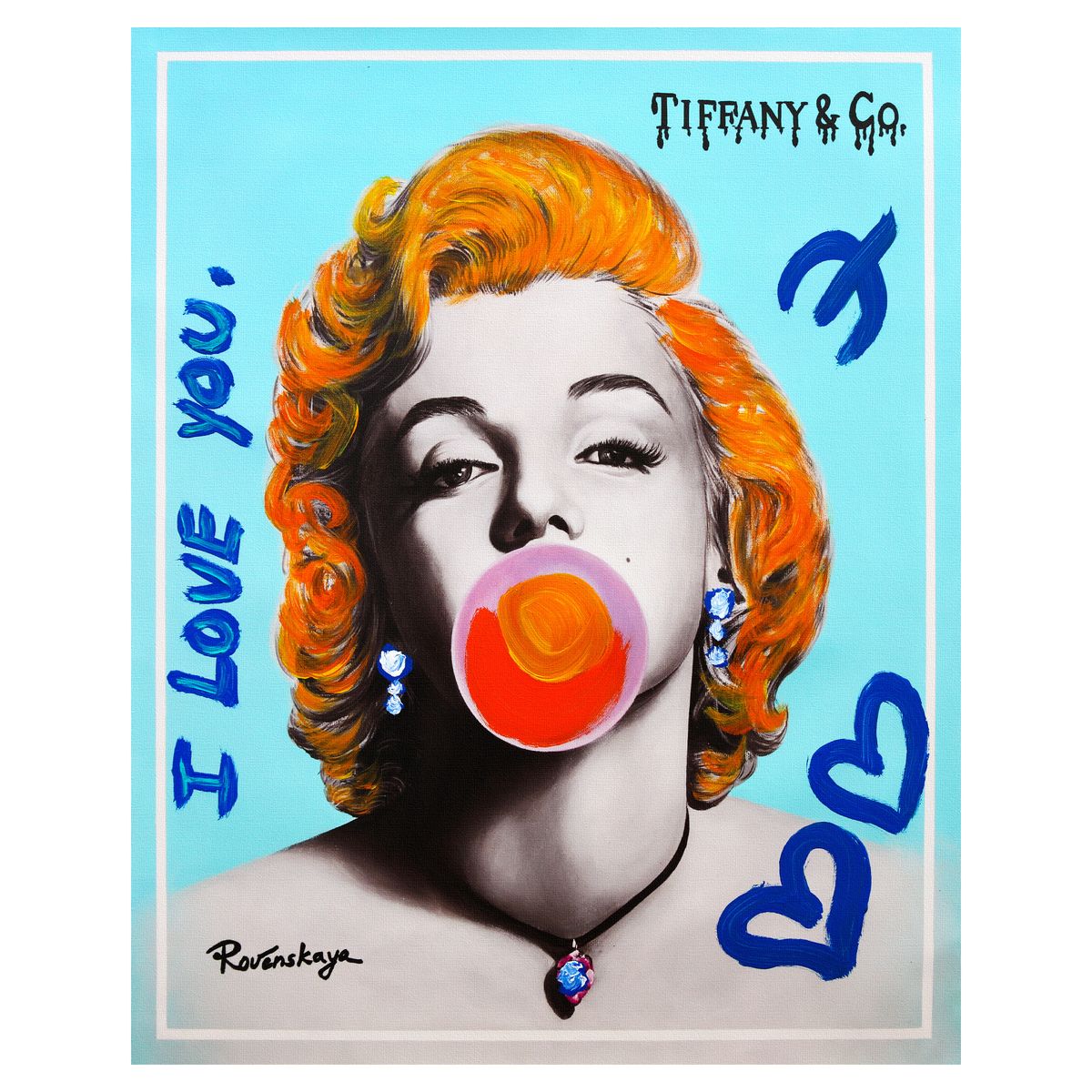 Nastya Rovenskaya- Mixed Media on Canvas "Bubble Gum"