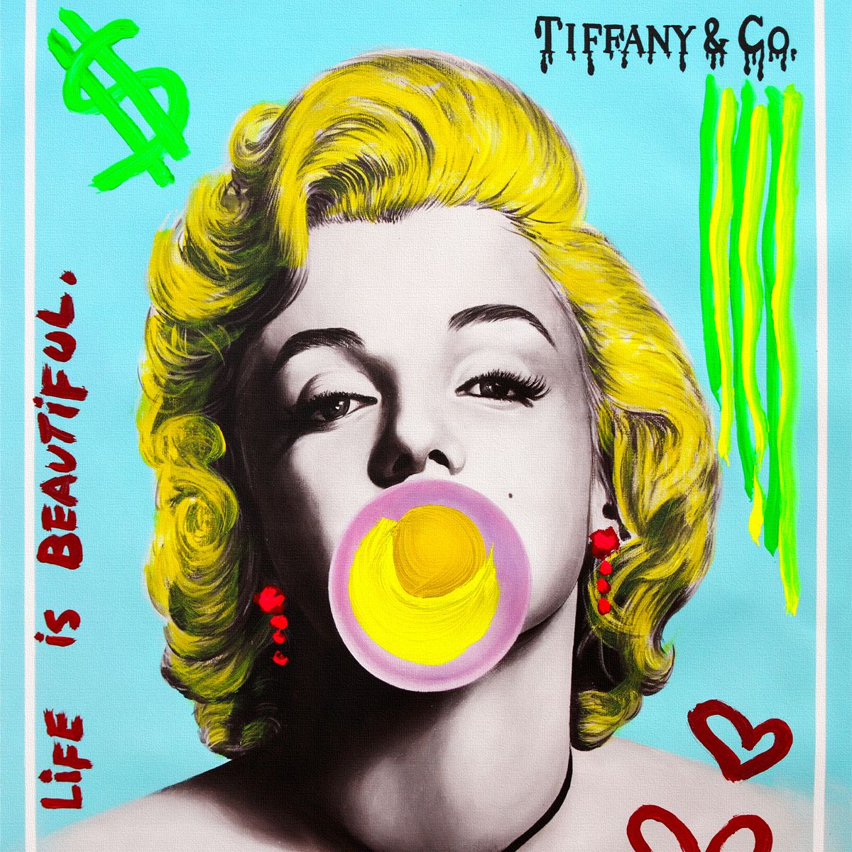 Nastya Rovenskaya- Mixed Media on Canvas "Bubble Gum"