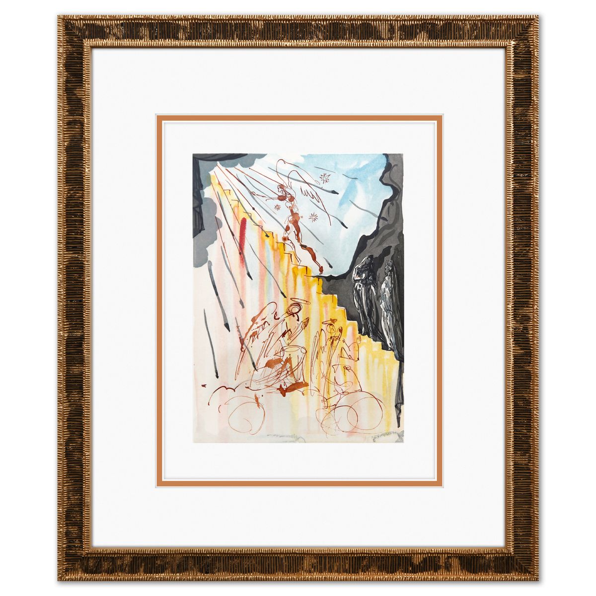 Salvador Dali- Original Color Woodcut on B.F.K. Rives Paper "Purgatory 21"
