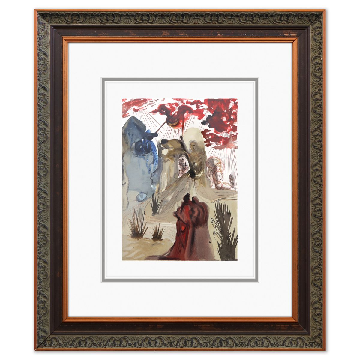 Salvador Dali- Original Color Woodcut on B.F.K. Rives Paper "Purgatory 28"