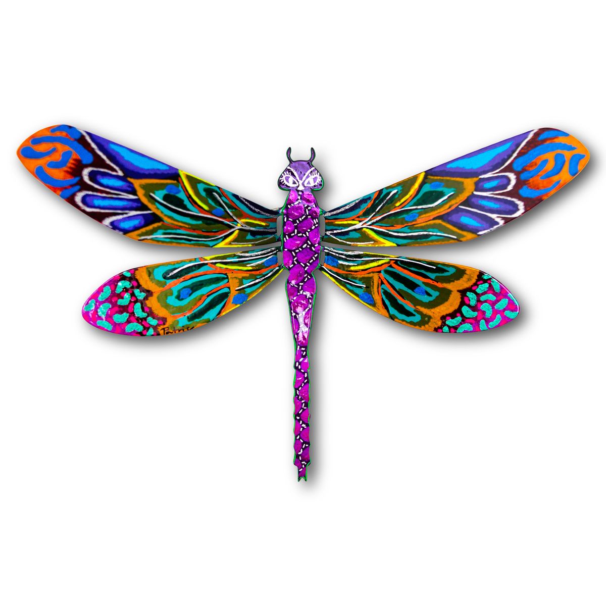 Patricia Govezensky- Original Painting on Cutout Steel "Dragonfly"