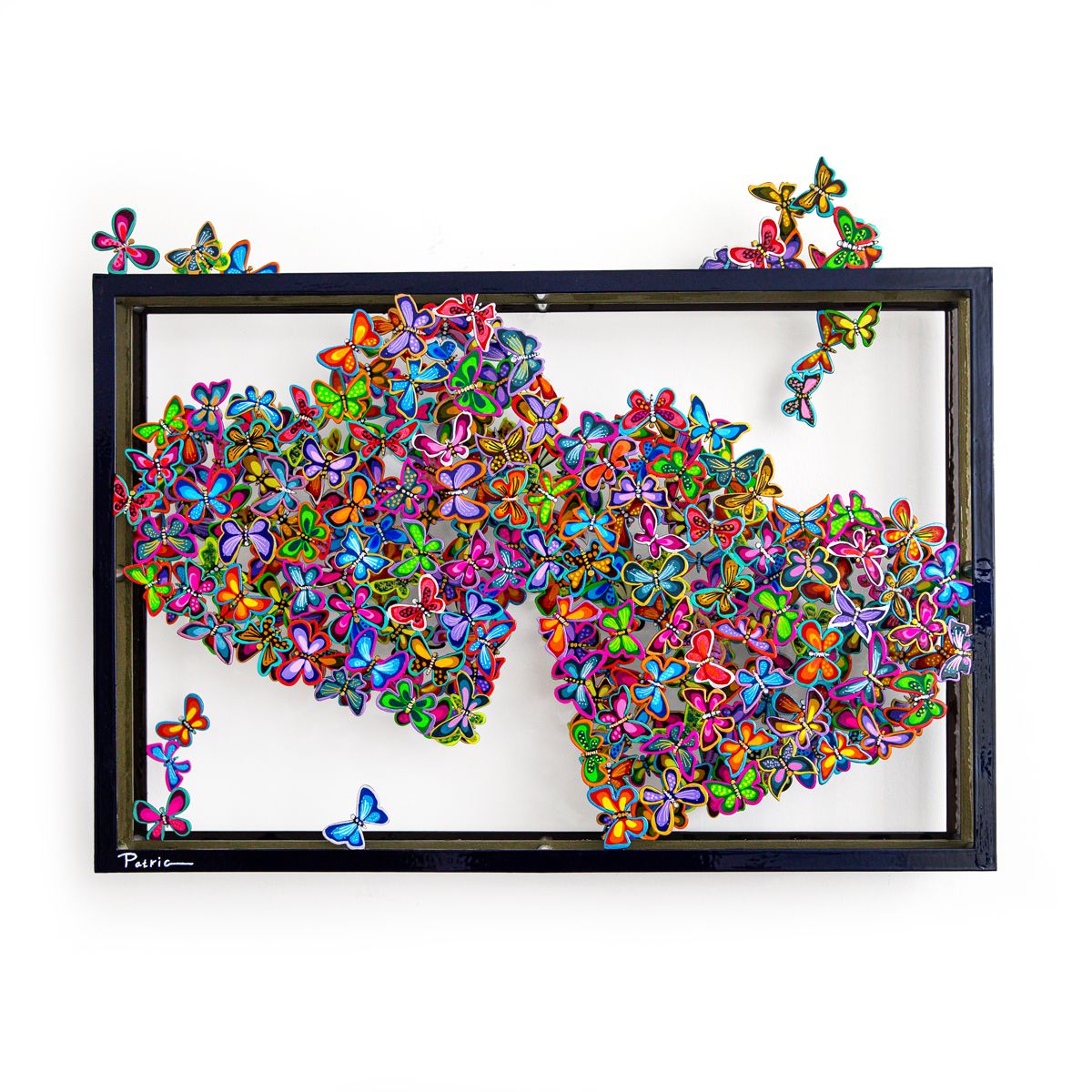 Patricia Govezensky- Original Painting on Cutout Steel "Two Hearts"