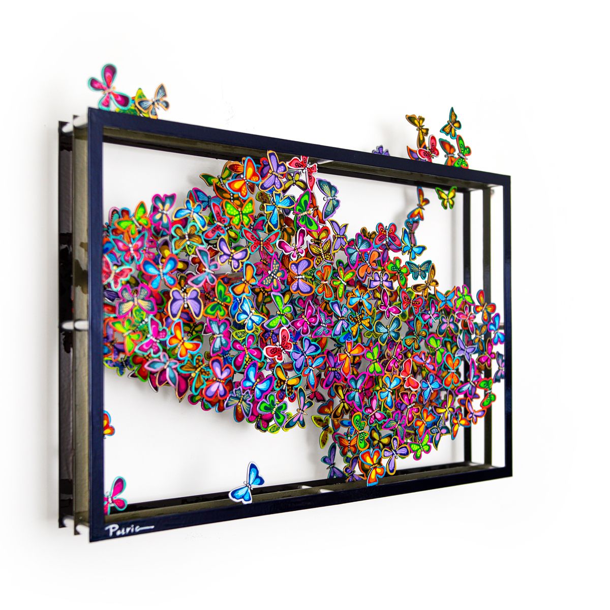 Patricia Govezensky- Original Painting on Cutout Steel "Two Hearts"