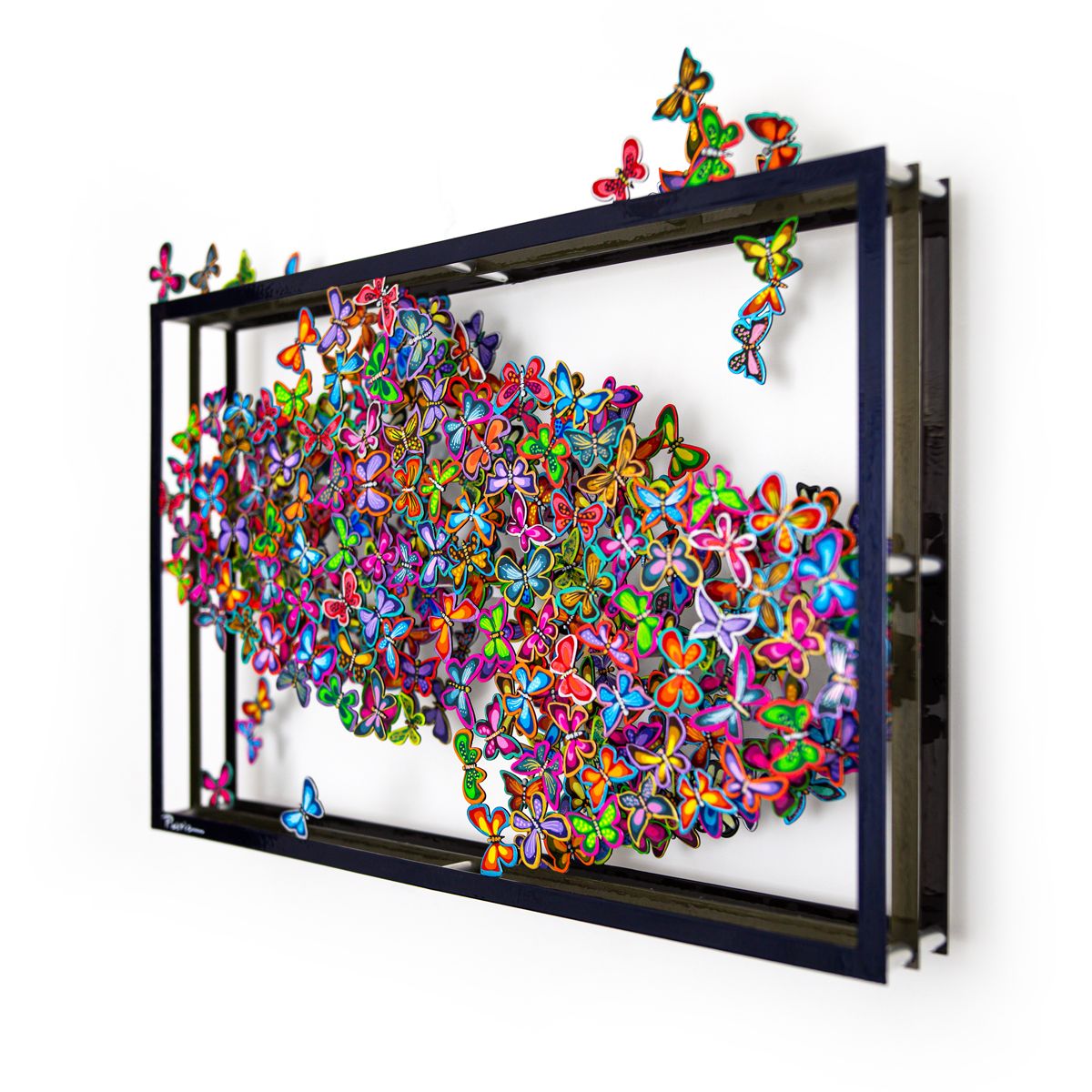 Patricia Govezensky- Original Painting on Cutout Steel "Two Hearts"