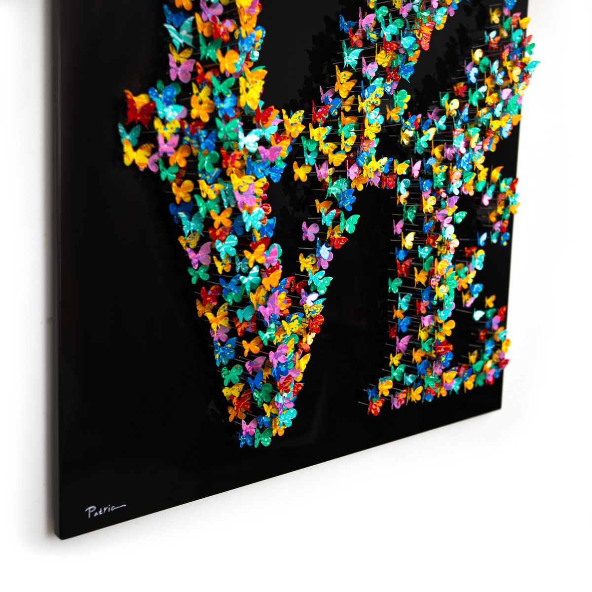 Patricia Govezensky- Original 3D Metal Art on Wood "Shape of Love"
