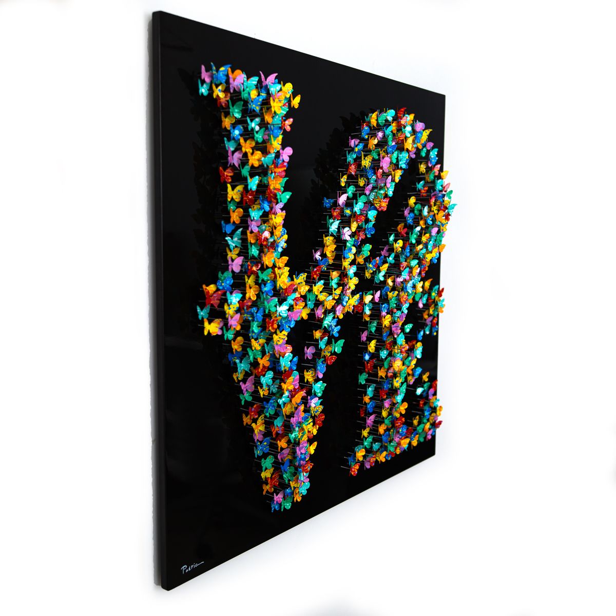 Patricia Govezensky- Original 3D Metal Art on Wood "Shape of Love"