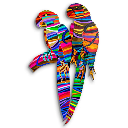 Patricia Govezensky- Original Painting on Laser Cut Steel "Two Parrots"