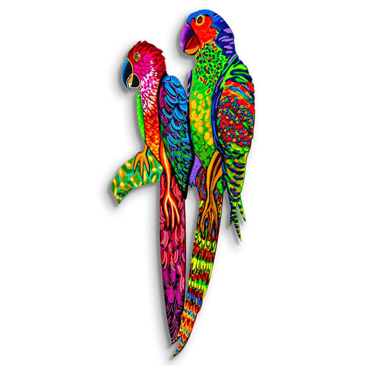 Patricia Govezensky- Original Painting on Laser Cut Steel "Two Parrots"