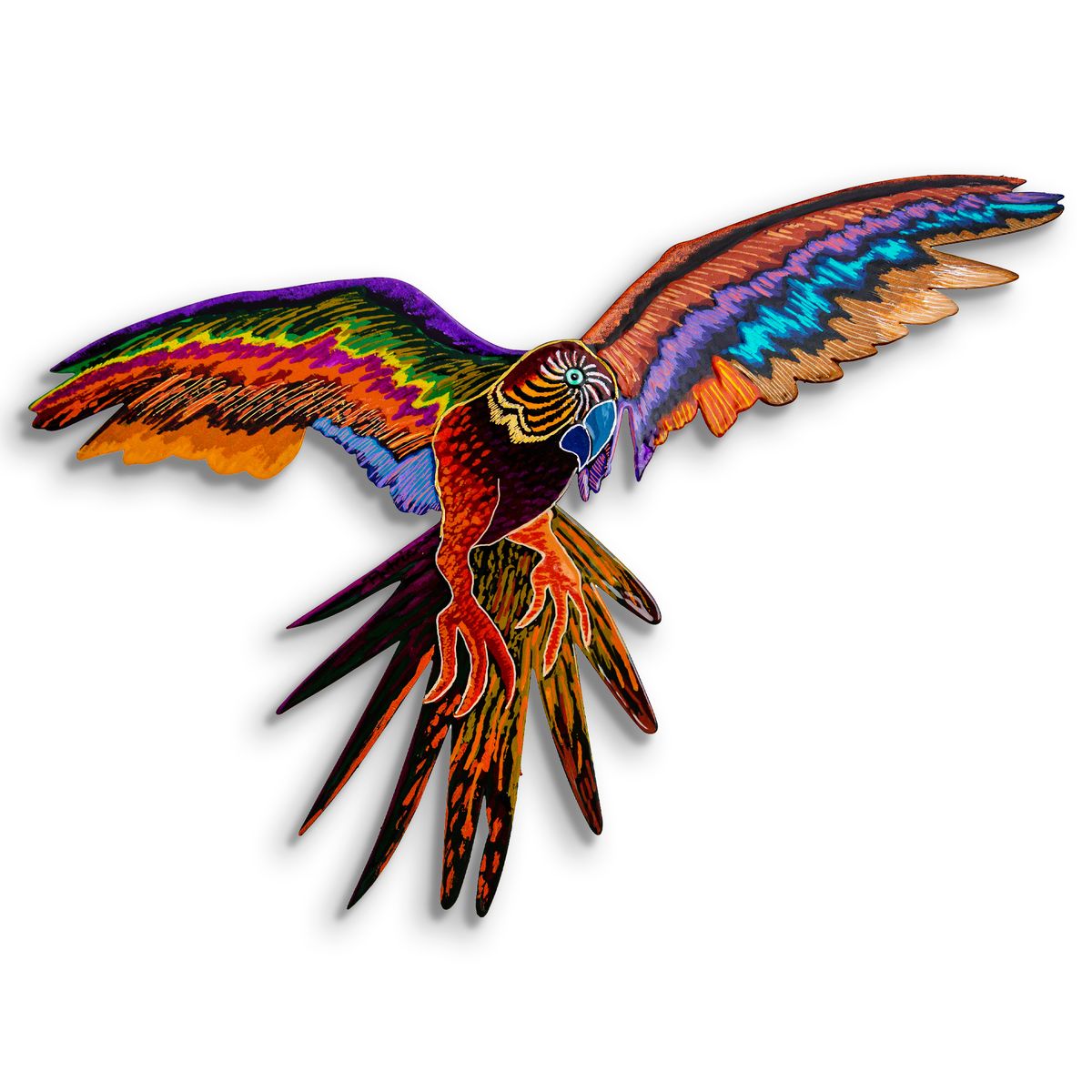 Patricia Govezensky- Original Painting on Laser Cut Steel "Macaw"