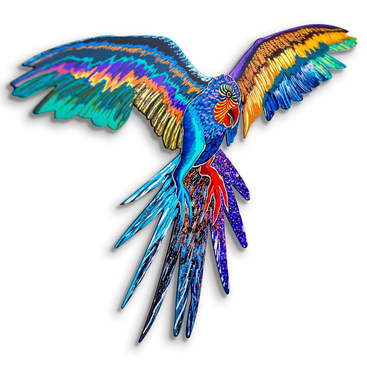 Patricia Govezensky- Original Painting on Laser Cut Steel "Macaw"