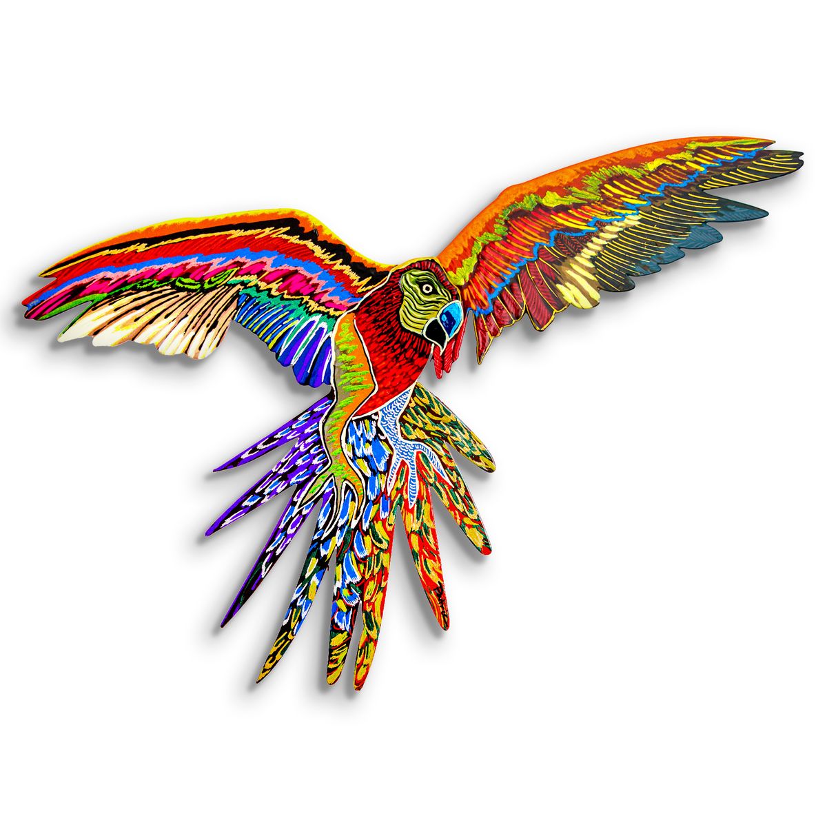Patricia Govezensky- Original Painting on Laser Cut Steel "Macaw"