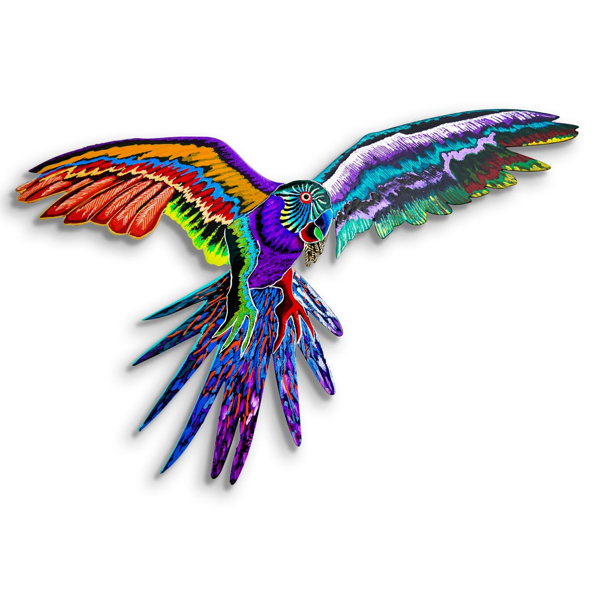 Patricia Govezensky- Original Painting on Laser Cut Steel "Macaw"