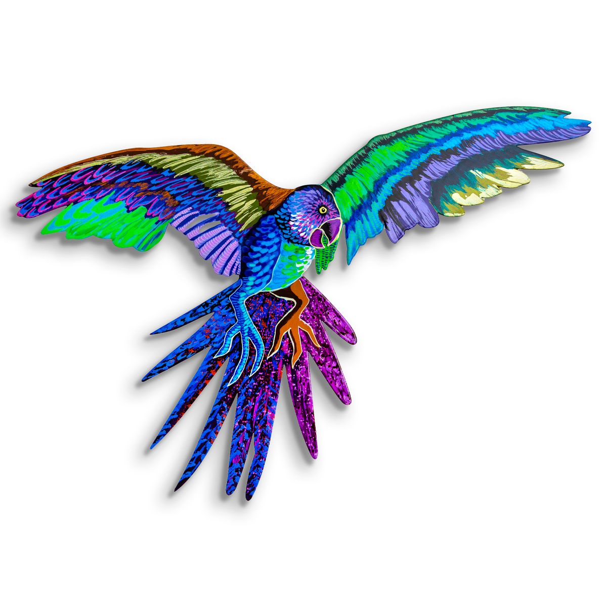 Patricia Govezensky- Original Painting on Laser Cut Steel "Macaw"
