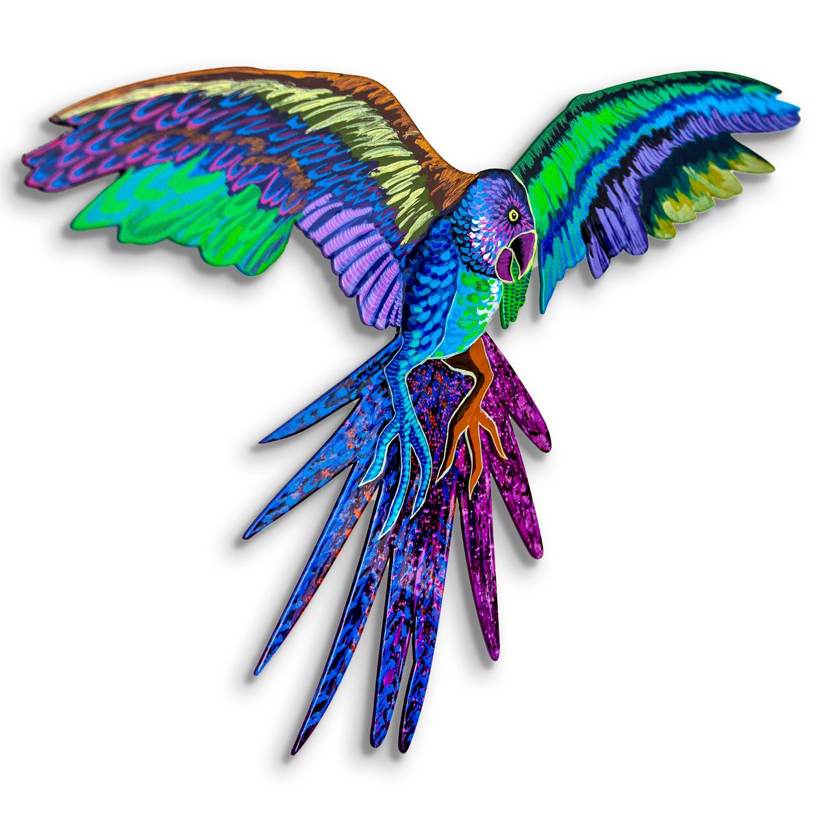 Patricia Govezensky- Original Painting on Laser Cut Steel "Macaw"