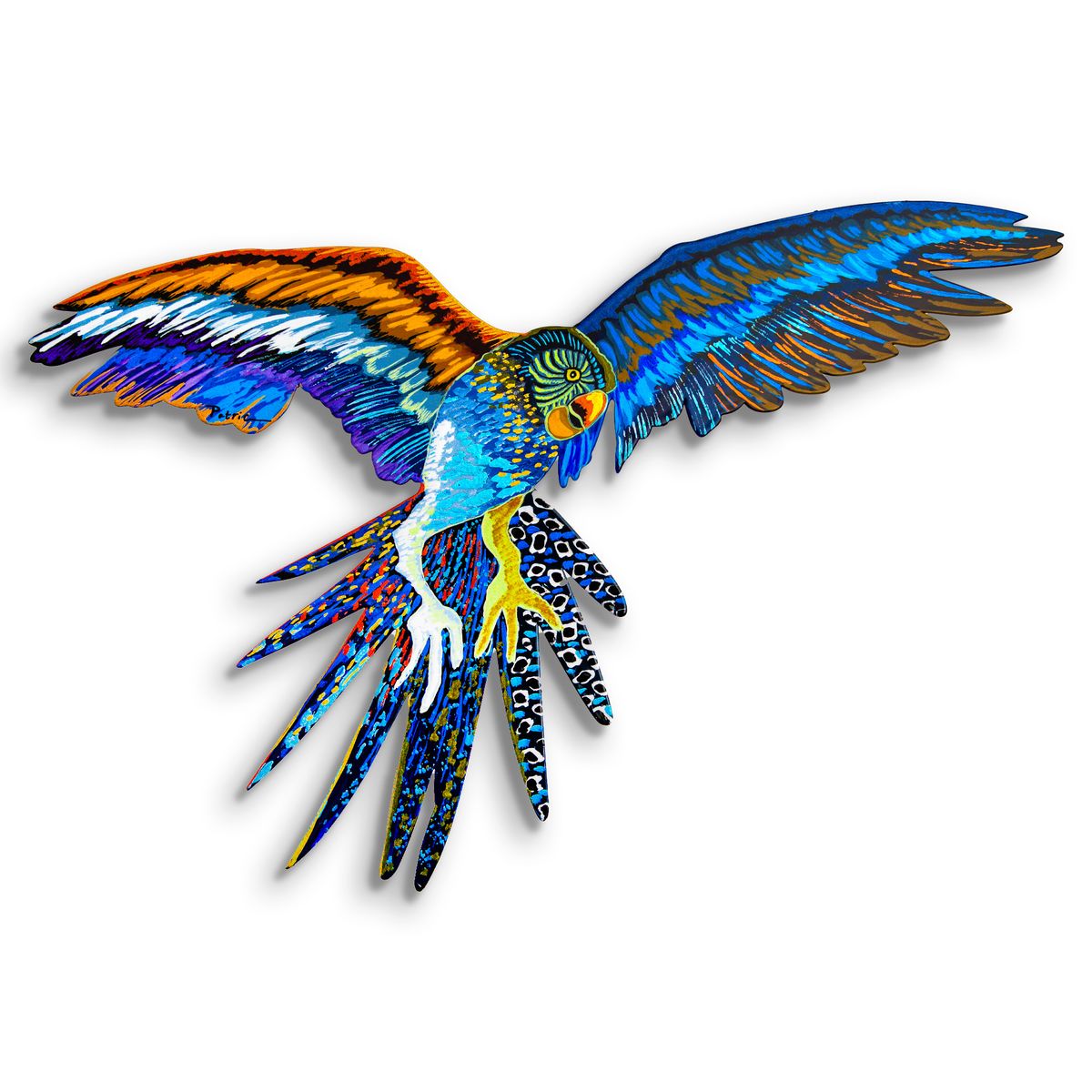 Patricia Govezensky- Original Painting on Laser Cut Steel "Macaw"