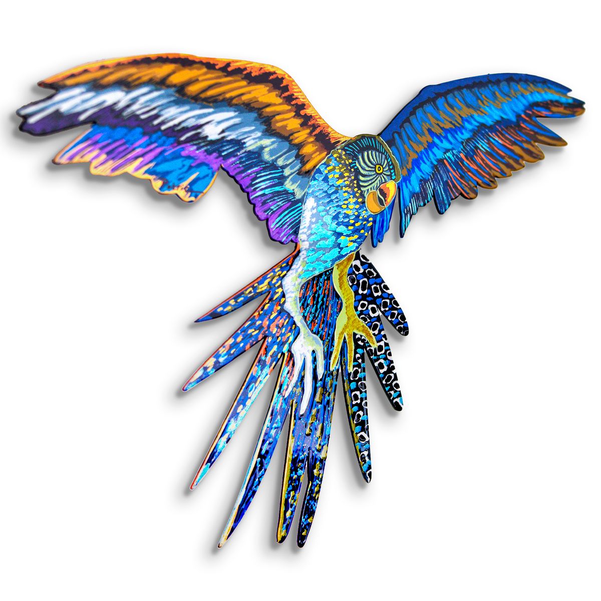 Patricia Govezensky- Original Painting on Laser Cut Steel "Macaw"