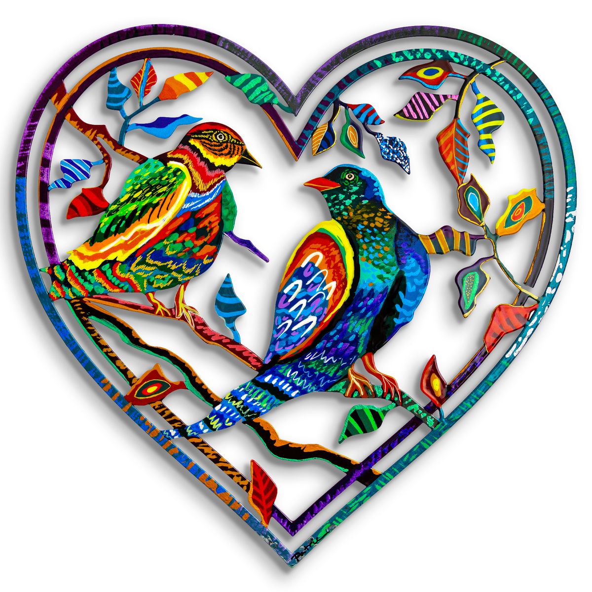 Patricia Govezensky- Original Painting on Laser Cut Steel "Love Birds"