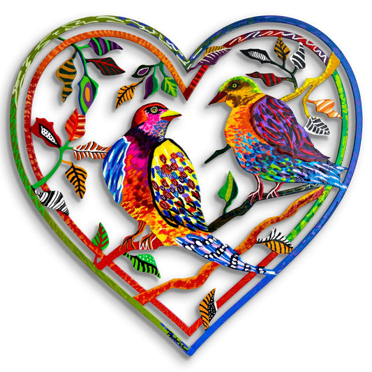 Patricia Govezensky- Original Painting on Laser Cut Steel "Love Birds"