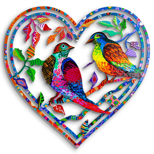 Patricia Govezensky- Original Painting on Laser Cut Steel "Love Birds"