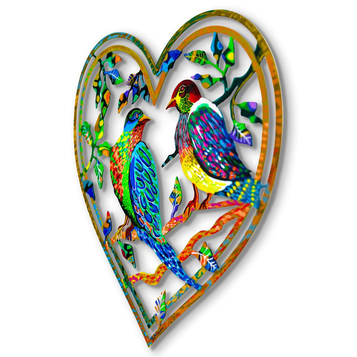 Patricia Govezensky- Original Painting on Laser Cut Steel "Love Birds"