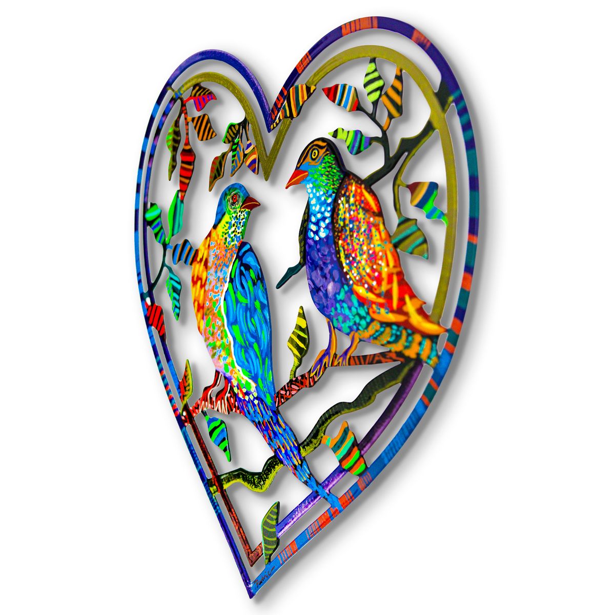 Patricia Govezensky- Original Painting on Laser Cut Steel "Love Birds"