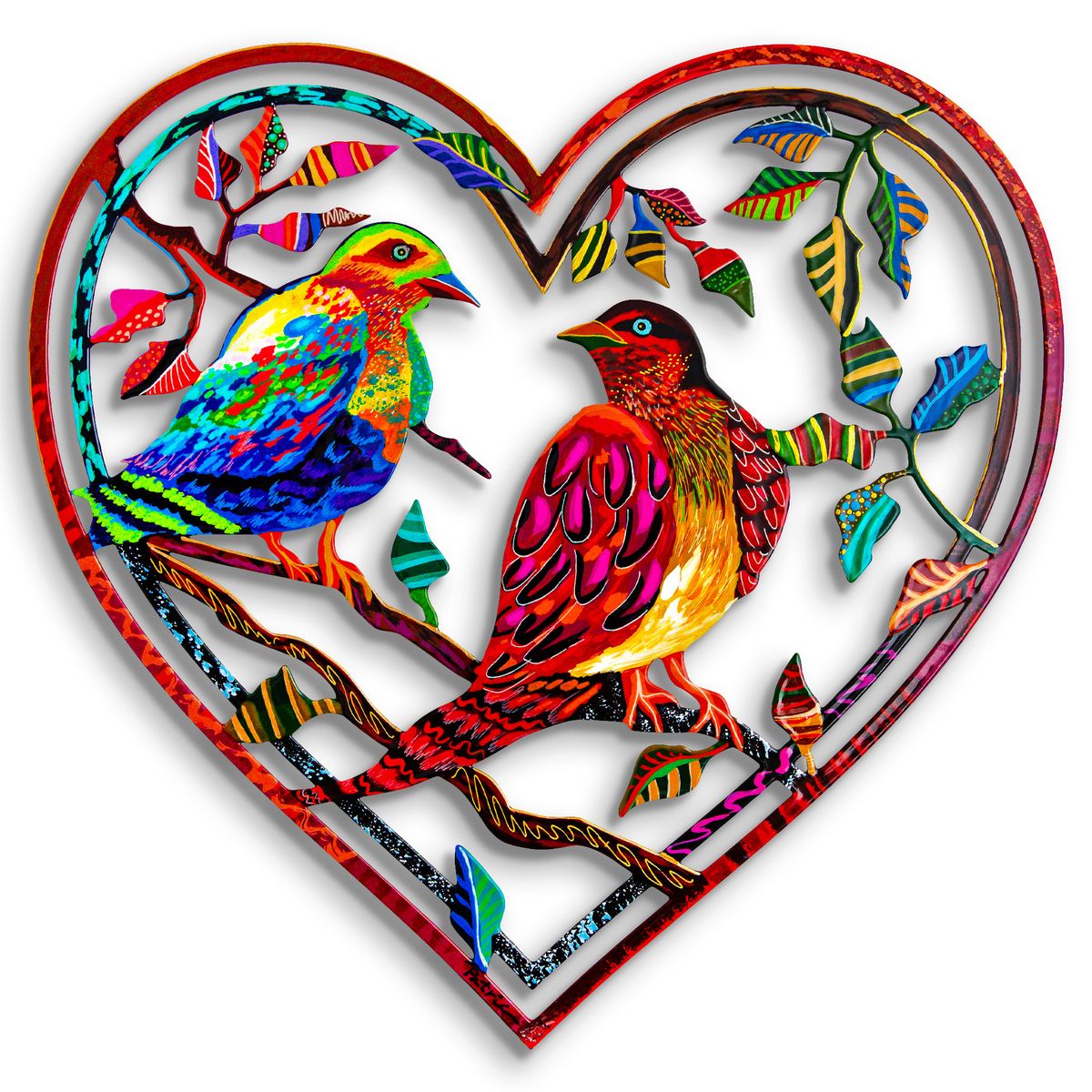 Patricia Govezensky- Original Painting on Laser Cut Steel "Love Birds"