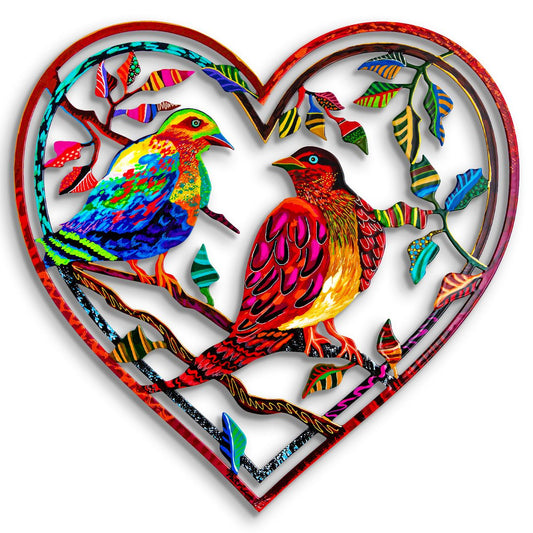 Patricia Govezensky- Original Painting on Laser Cut Steel "Love Birds"