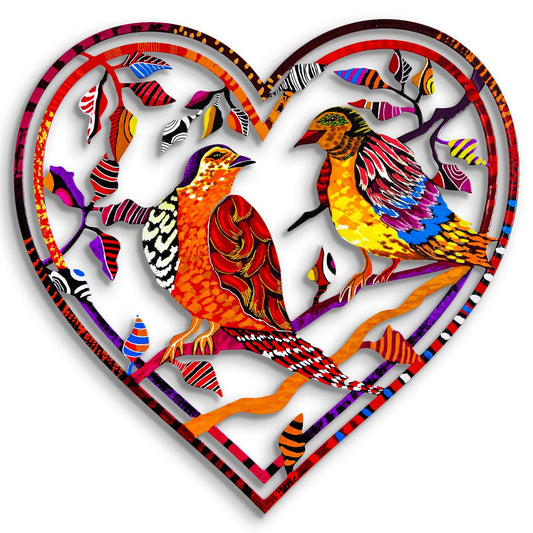 Patricia Govezensky- Original Painting on Laser Cut Steel "Love Birds"