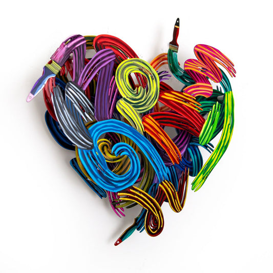 Patricia Govezensky- Original Painting on Cutout Steel "Colors of Love (Mini Series)"