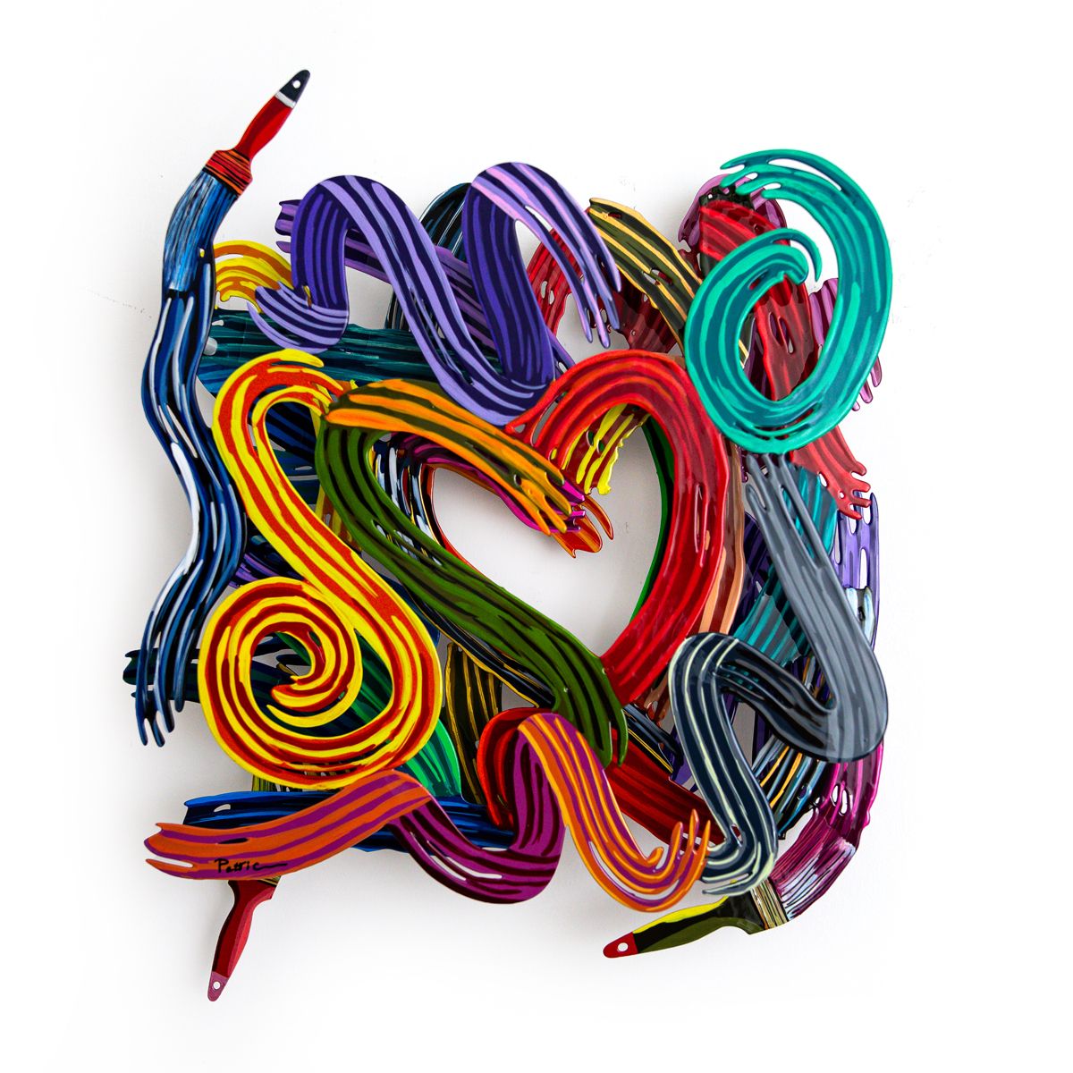 Patricia Govezensky- Original Painting on Cutout Steel "Work of Heart (Mini Series)"