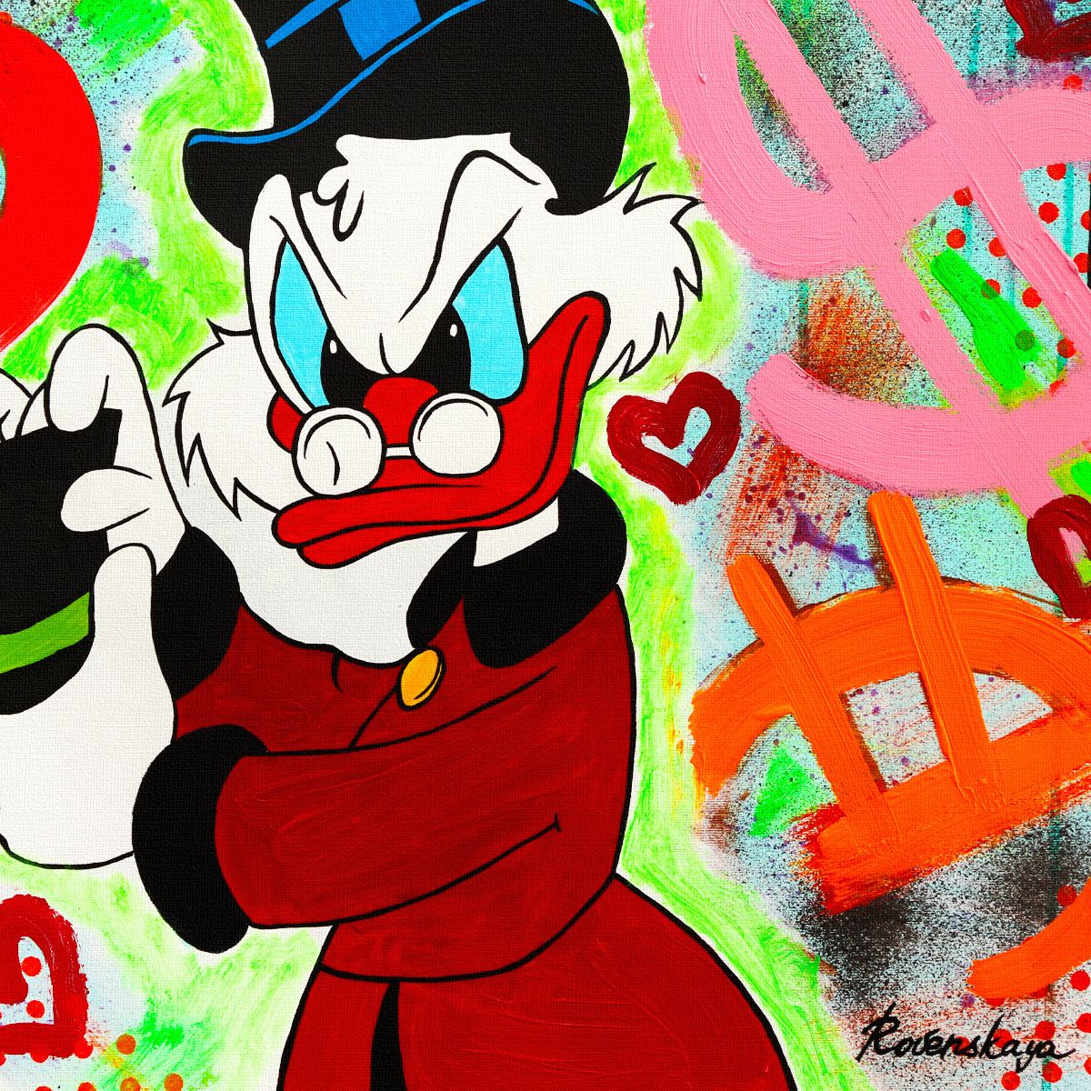 Nastya Rovenskaya- Mixed Media on Canvas "Counting Money"