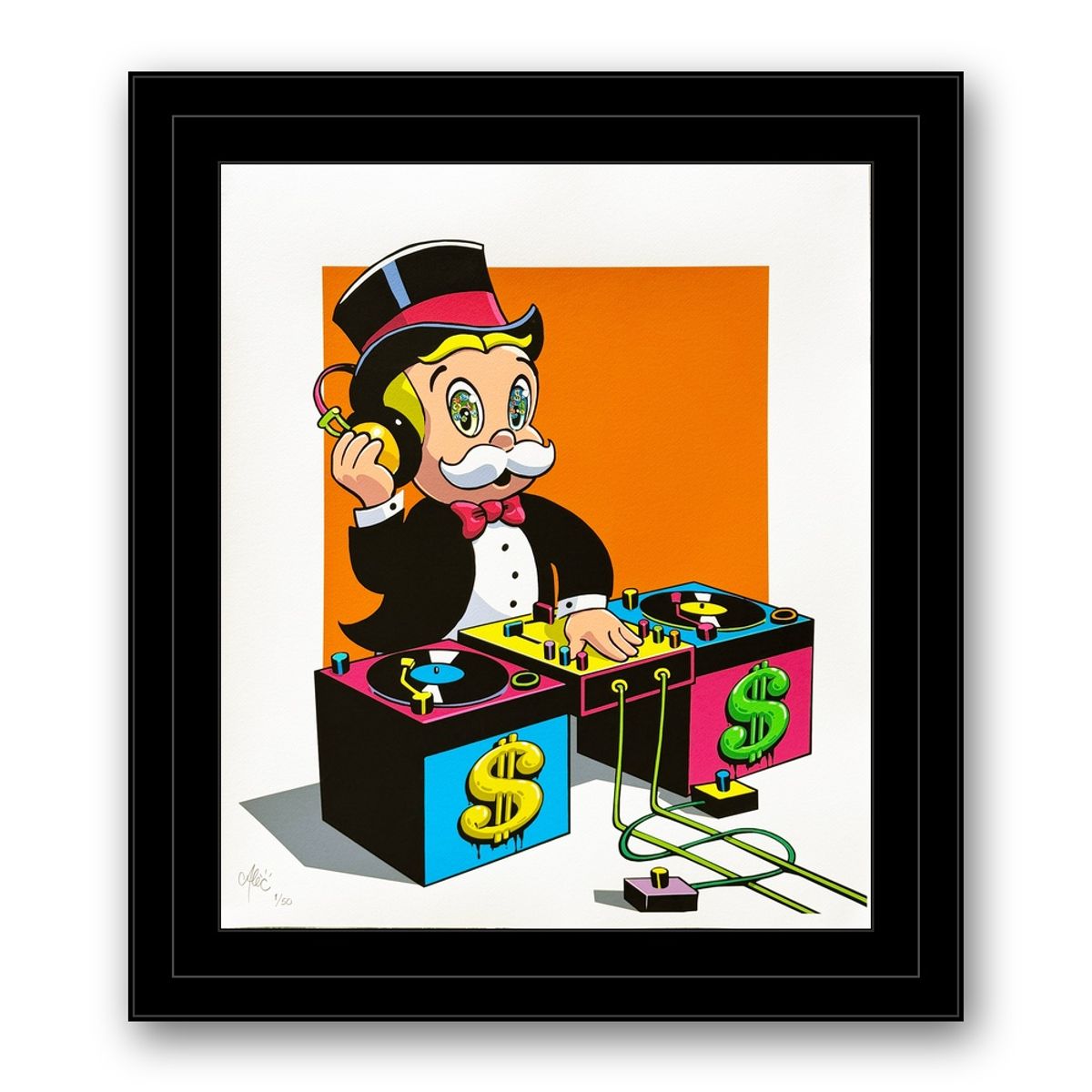 Alec Monopoly- Archival Pigment Print "DJ Monopz (Orange)"
