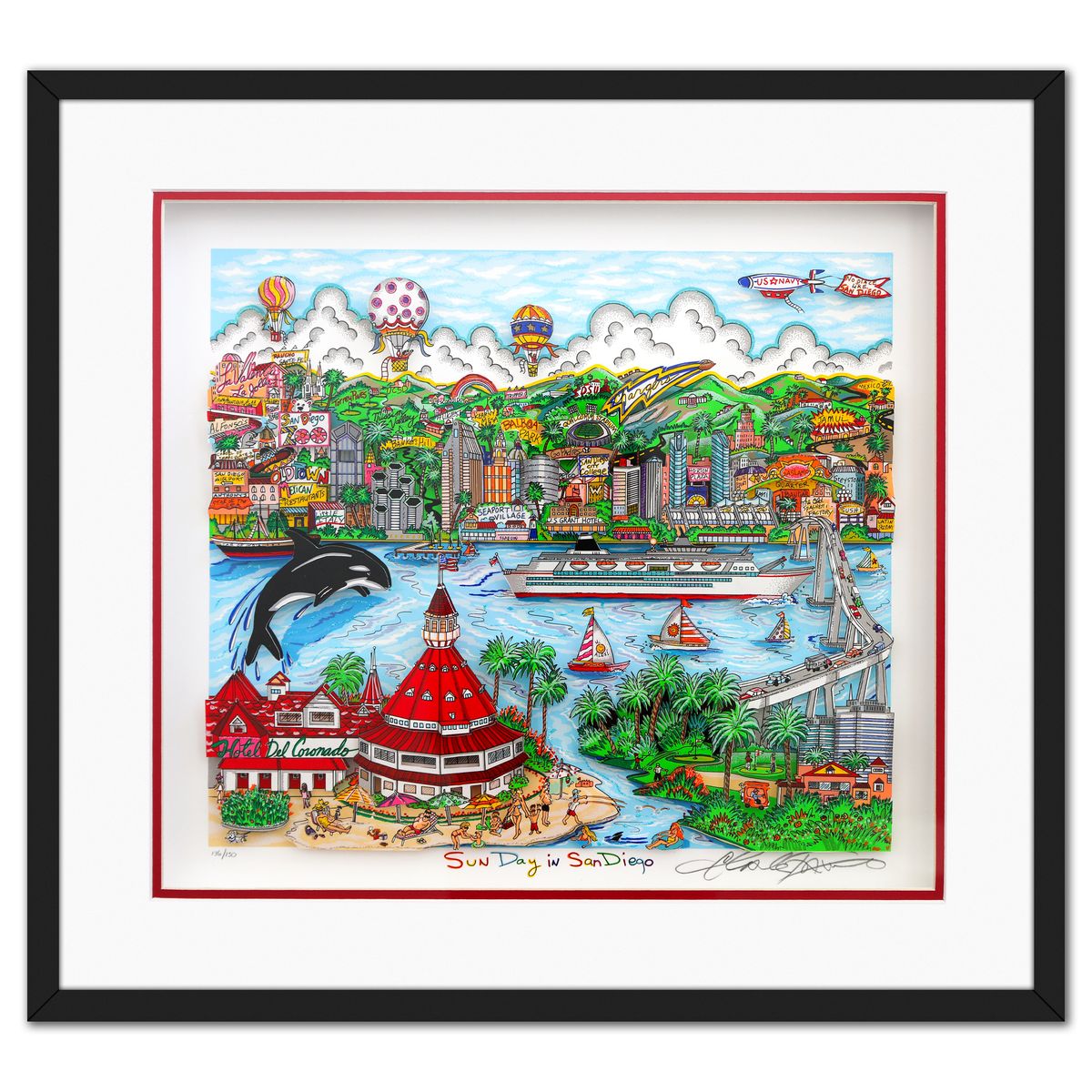 Charles Fazzino- 3D Construction Silkscreen Serigraph "Sun Day in San Diego"