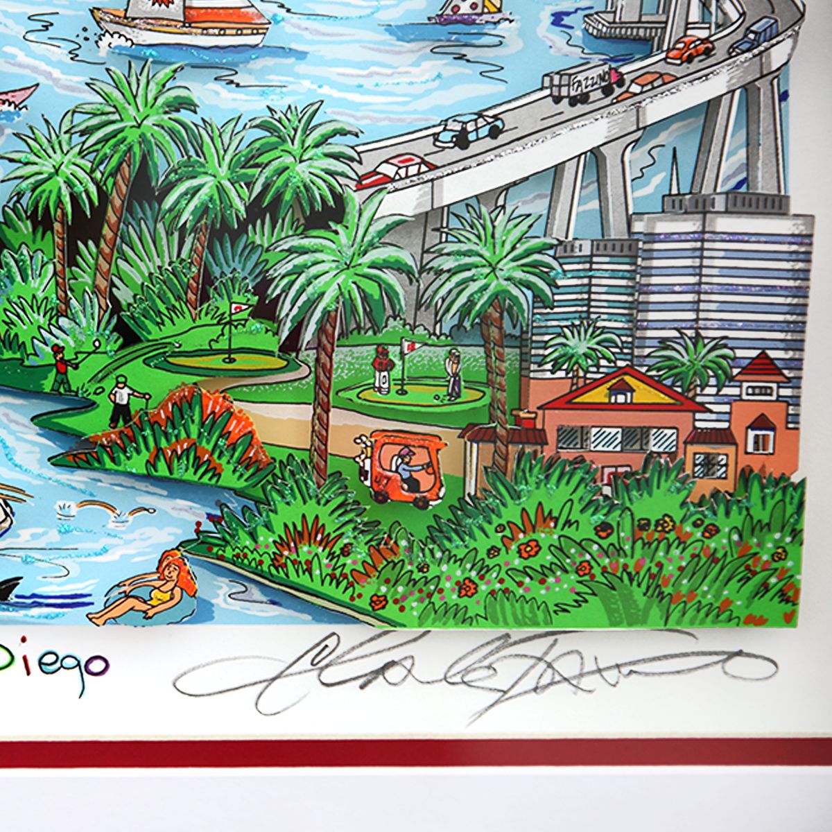 Charles Fazzino- 3D Construction Silkscreen Serigraph "Sun Day in San Diego"